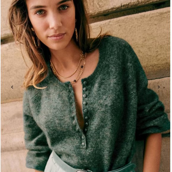 Sezane Sweaters - LÉON JUMPER (Henley Sweater ) | Sage [size S but shrunk and fits XS or XXS]